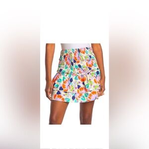 Cecilie Copenhagen Tess  Floral Print Smocked Mini Skirt